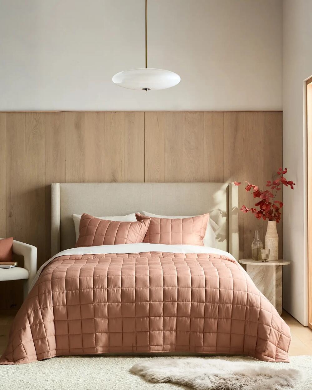 Quince Clay Bamboo Box Quilt Only Full/Queen NWOT $134 Silky Cooling